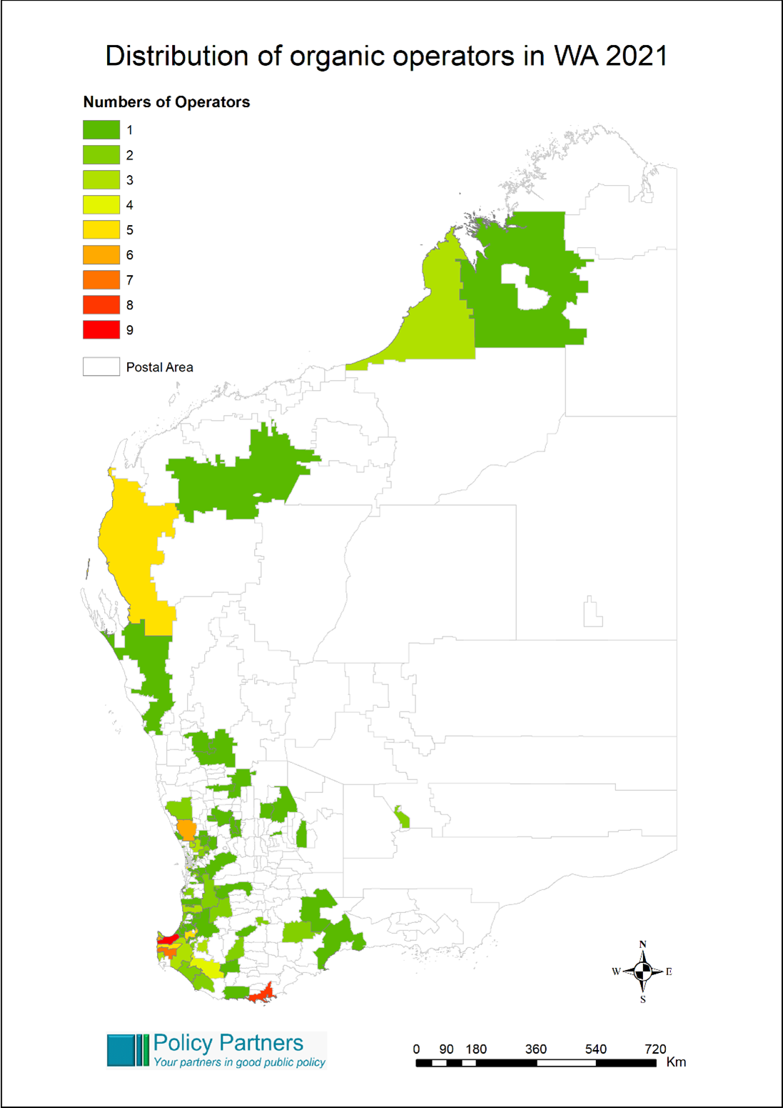 Distribution of organic operators in WA